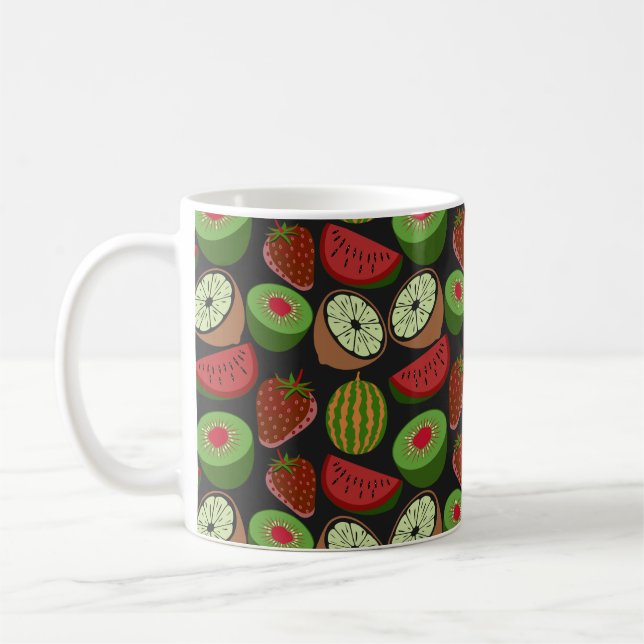 Tropical fruit seamless pattern colorful coffee mug (Left)