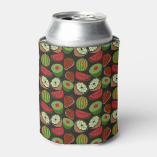 Tropical fruit seamless pattern colourful can cooler
