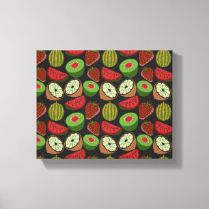 Tropical fruit seamless pattern colourful canvas print