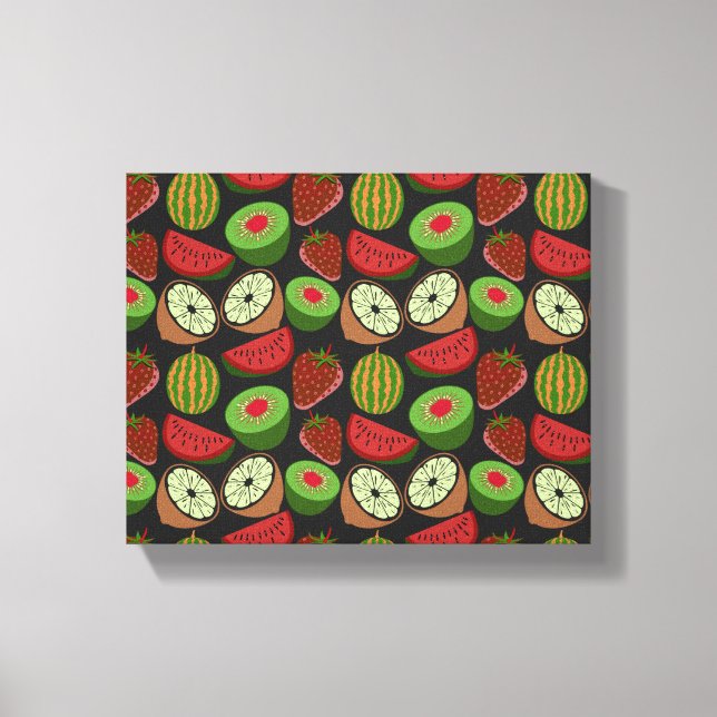 Tropical fruit seamless pattern colourful canvas print (Front)