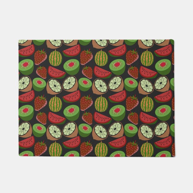 Tropical fruit seamless pattern colourful doormat (Front)