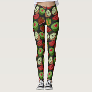 Tropical fruit seamless pattern colourful leggings