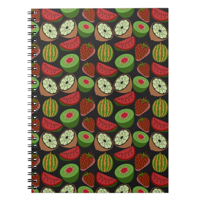 Tropical fruit seamless pattern colourful notebook (Front)
