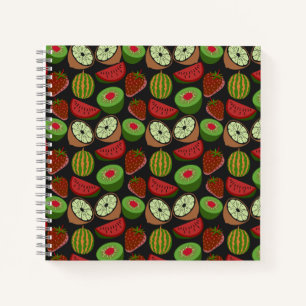 Tropical fruit seamless pattern colourful notebook