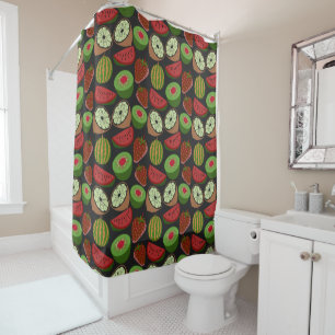 Tropical fruit seamless pattern colourful shower curtain