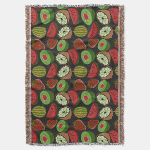 Tropical fruit seamless pattern colourful throw blanket