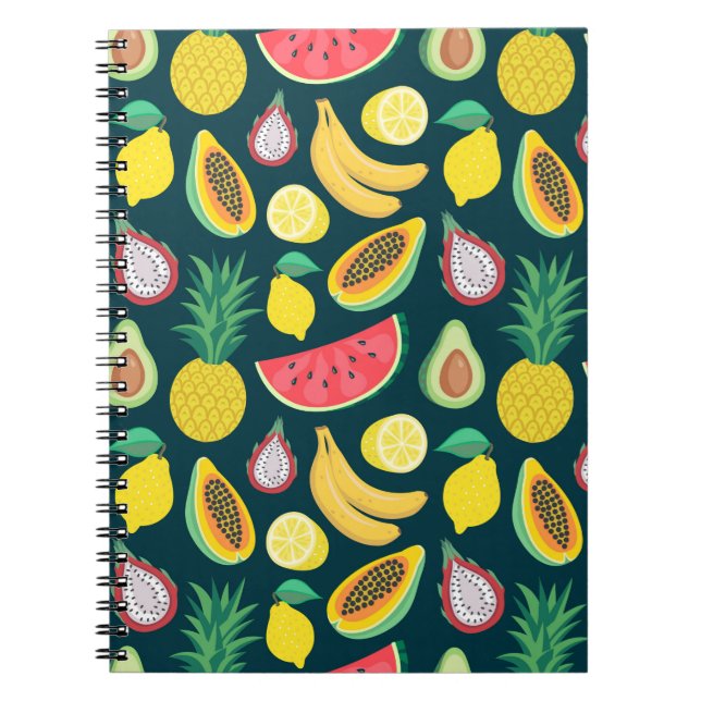 tropical fruit seamless pattern notebook (Front)