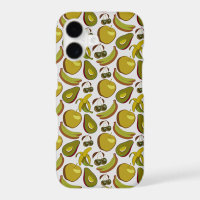 Tropical fruit seamless pattern yellow and white