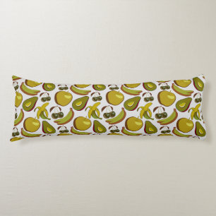 Tropical fruit seamless pattern yellow and white body cushion