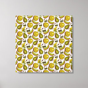 Tropical fruit seamless pattern yellow and white canvas print