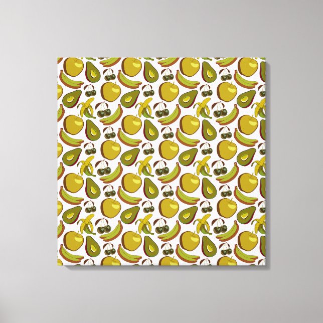 Tropical fruit seamless pattern yellow and white canvas print (Front)