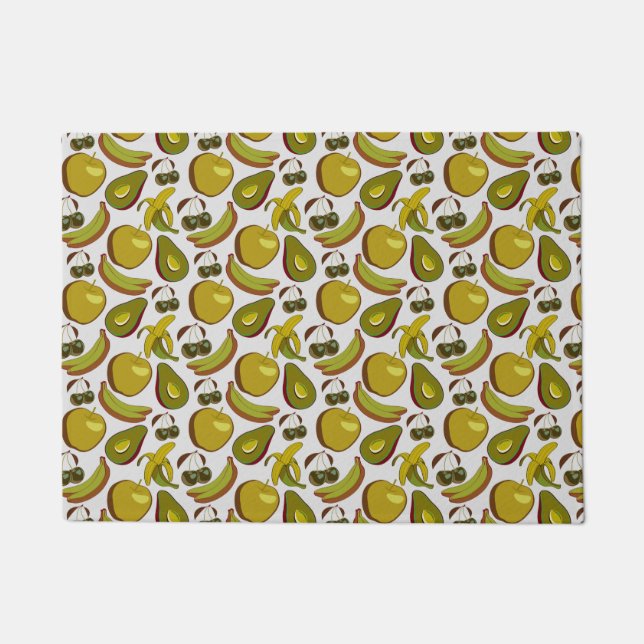 Tropical fruit seamless pattern yellow and white doormat (Front)