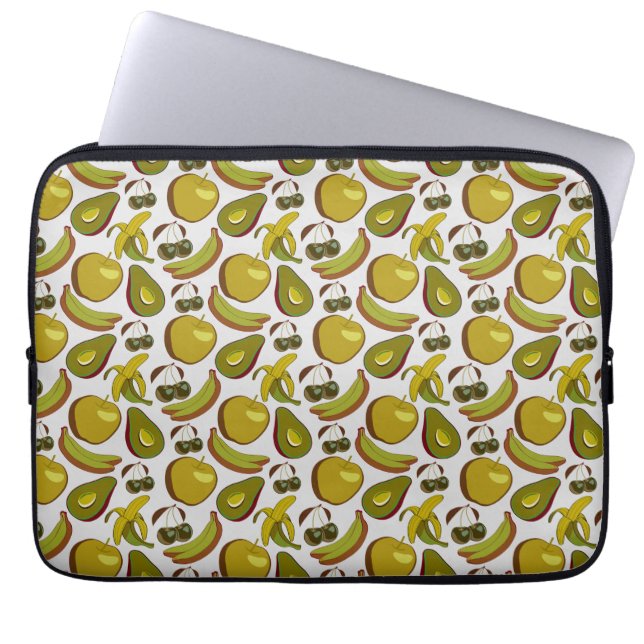 Tropical fruit seamless pattern yellow and white laptop sleeve (Front)