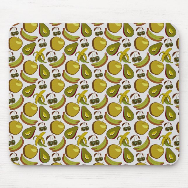 Tropical fruit seamless pattern yellow and white mouse pad (Front)