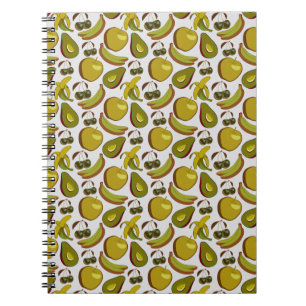 Tropical fruit seamless pattern yellow and white notebook