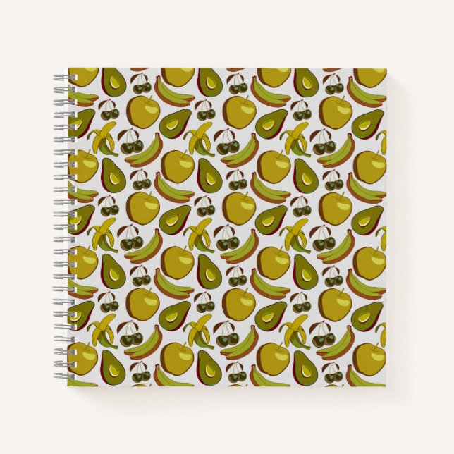 Tropical fruit seamless pattern yellow and white notebook (Front)