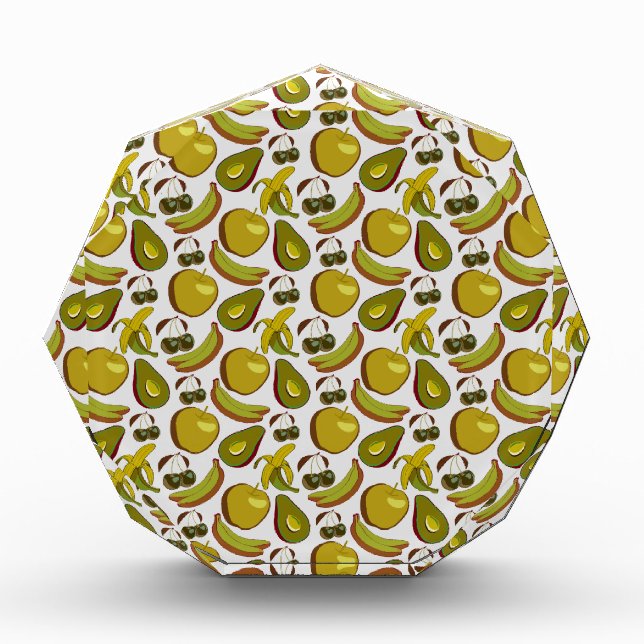 Tropical fruit seamless pattern yellow and white photo block (Front)