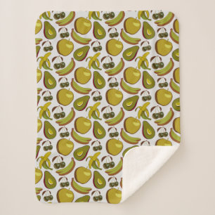 Tropical fruit seamless pattern yellow and white sherpa blanket