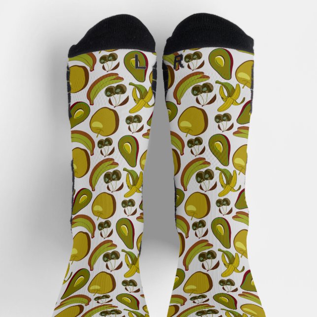 Tropical fruit seamless pattern yellow and white w socks (Top)