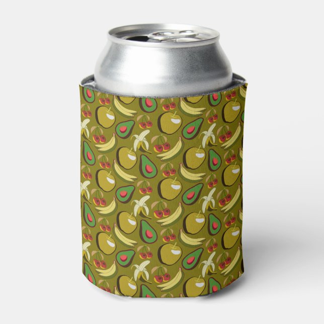 Tropical fruit seamless pattern yellow can cooler (Can Front)