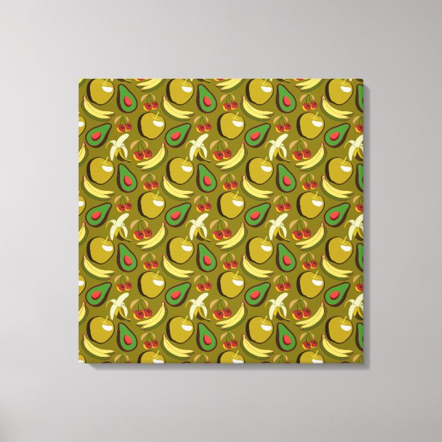 Tropical fruit seamless pattern yellow canvas print (Front)