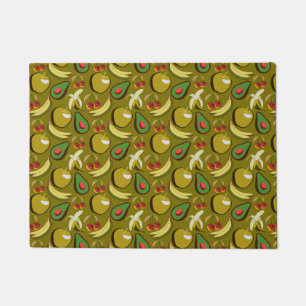 Tropical fruit seamless pattern yellow doormat