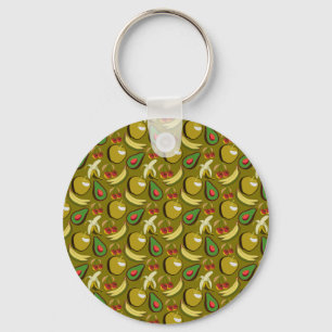 Tropical fruit seamless pattern yellow key ring