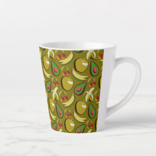 Tropical fruit seamless pattern yellow latte mug
