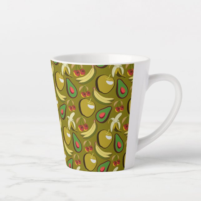 Tropical fruit seamless pattern yellow latte mug (Right)