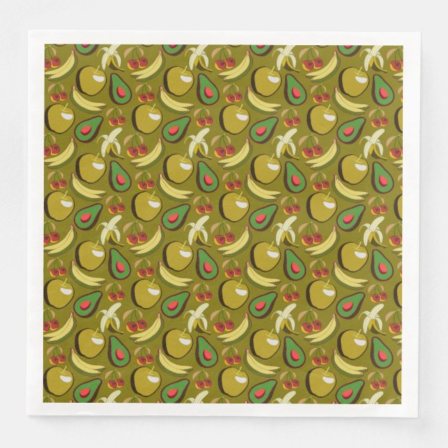 Tropical fruit seamless pattern yellow napkin (Front)