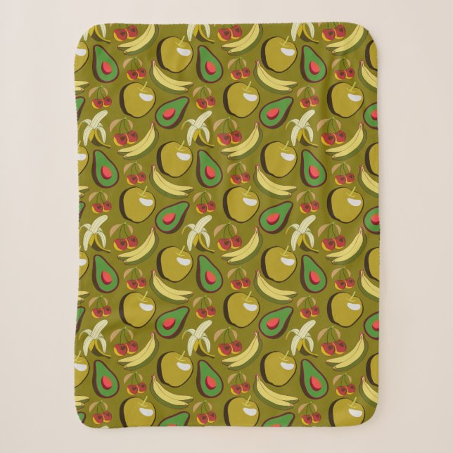 Tropical fruit seamless pattern yellow sherpa blanket (Front)