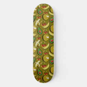 Tropical fruit seamless pattern yellow skateboard