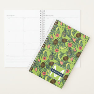 Tropical Fruit Sketch on Green Pattern Planner
