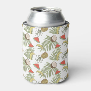 Tropical Fruit Sketch Pattern Can Cooler