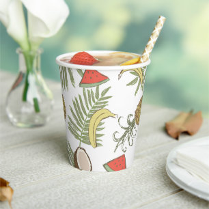 Tropical Fruit Sketch Pattern Paper Cups