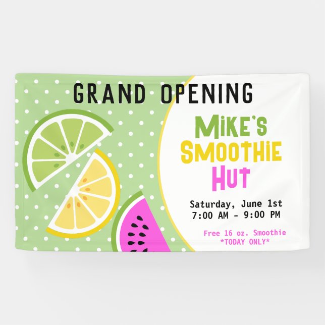 Tropical Fruit Smoothie Business Grand Opening Banner (Horizontal)