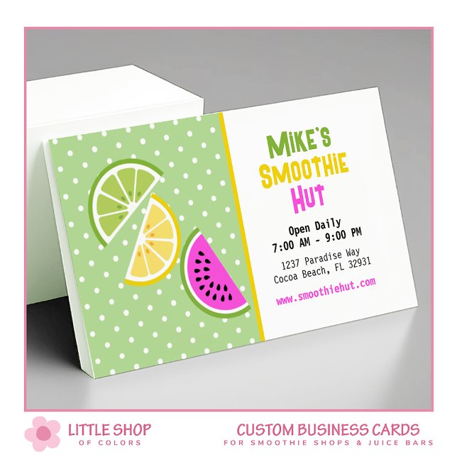 Tropical Fruit Smoothie Shop Juice Bar Business Card (Creator Uploaded)