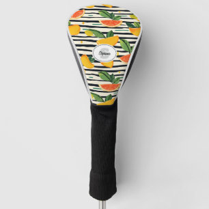 Tropical Fruit Stripe Yellow Orange Pink and Green Golf Head Cover