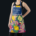 Tropical Fruit Summer Queen of the Kitchen Apron<br><div class="desc">The Tropical Fruit Summer Queen of the Kitchen Apron adds a fun and vibrant touch to your cooking attire. With its lively tropical fruit pattern, it celebrates the queen of the kitchen in style while keeping you protected from spills and stains. Made from durable, easy-to-clean fabric, this apron offers both...</div>