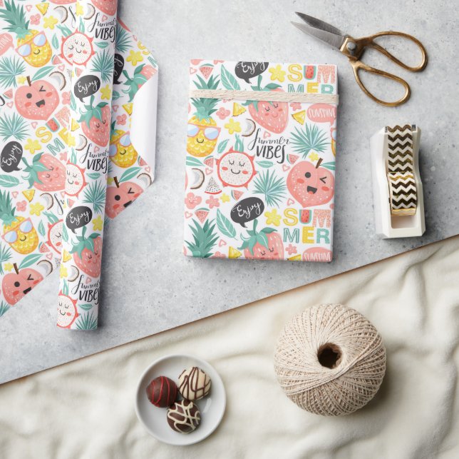 Tropical Fruit Summer Vibes  Wrapping Paper (Crafts)