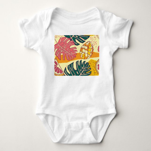 Tropical Fruit: Vibrant Pattern Design Baby Bodysuit (Front)