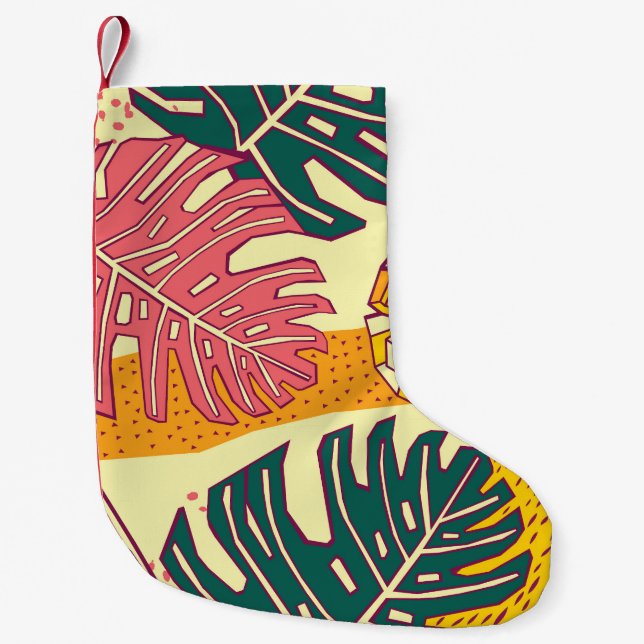 Tropical Fruit: Vibrant Pattern Design Small Christmas Stocking (Front)