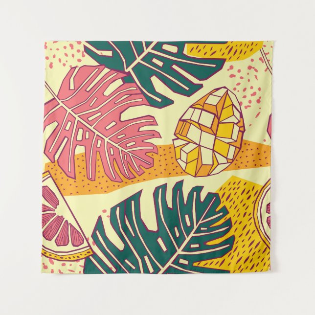 Tropical Fruit: Vibrant Pattern Design Tapestry (Front)