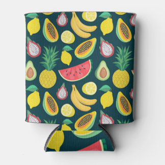 Tropical Fruit Vintage Pattern Bliss Can Cooler