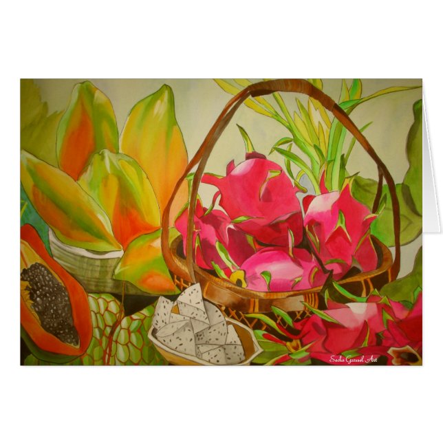 Tropical fruit watercolor still life art painting (Front Horizontal)