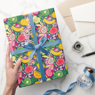 Tropical Fruit  Watercolor Summer Pattern Wrapping Paper