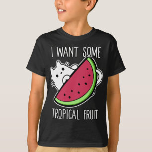 Tropical Fruit Watermelon Cat Foodie T-Shirt