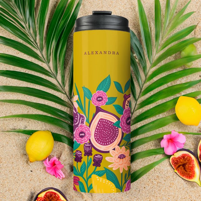 Tropical Fruit & Wildflowers Botanical Green Thermal Tumbler (Tropical Fruit & Wildflowers Botanical Green Thermal Tumbler)