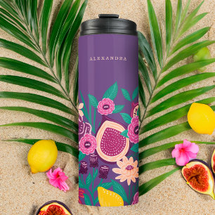 Tropical Fruit & Wildflowers Botanical Violet Thermal Tumbler