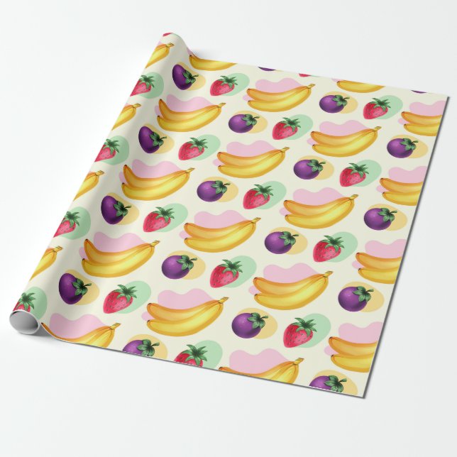 Tropical Fruit Wrapping Paper (Unrolled)